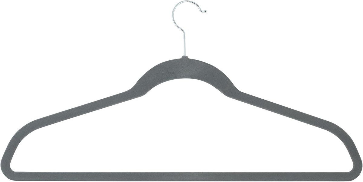 Simplify Extra Wide 21” Velvet Coat Hangers | 6 Pack | Slim Design | Heavy Duty | Holds 10 Pounds | Closet Organization | Shirt & Clothes | Grey