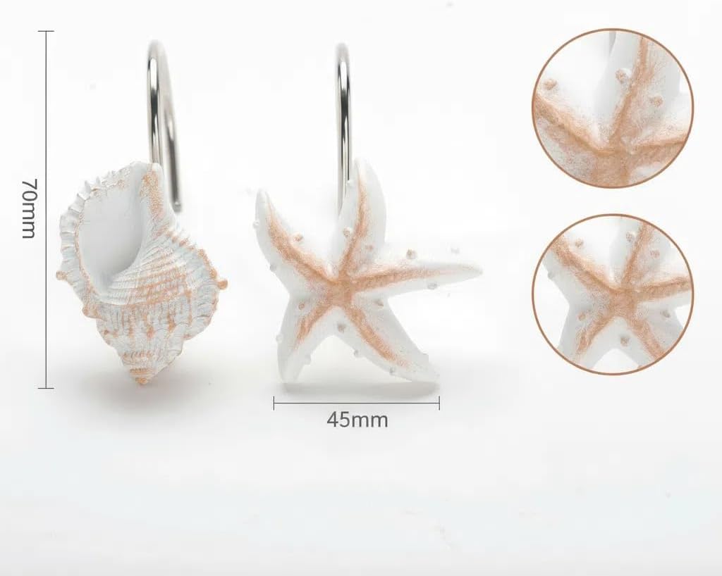 12pc Seashell Shower Curtain Hooks Decorative Resin Hooks for Kids