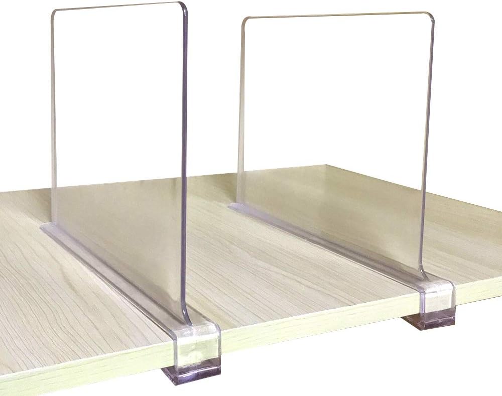 CY craft Shelf Dividers for Closets, Clear Acrylic Shelf Divider for Wood Shelves and Clothes Organizer/Purses Separators Perfect for Kitchen Cabinets and Bedroom Organizer,2 Pieces