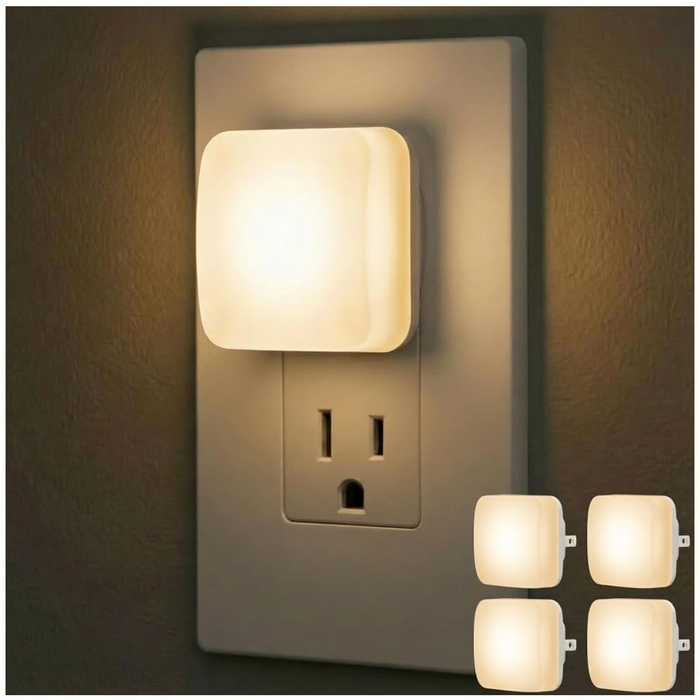 Lights By Night Mini Square LED Night Light, Plug in, Dusk to Dawn Sensor
