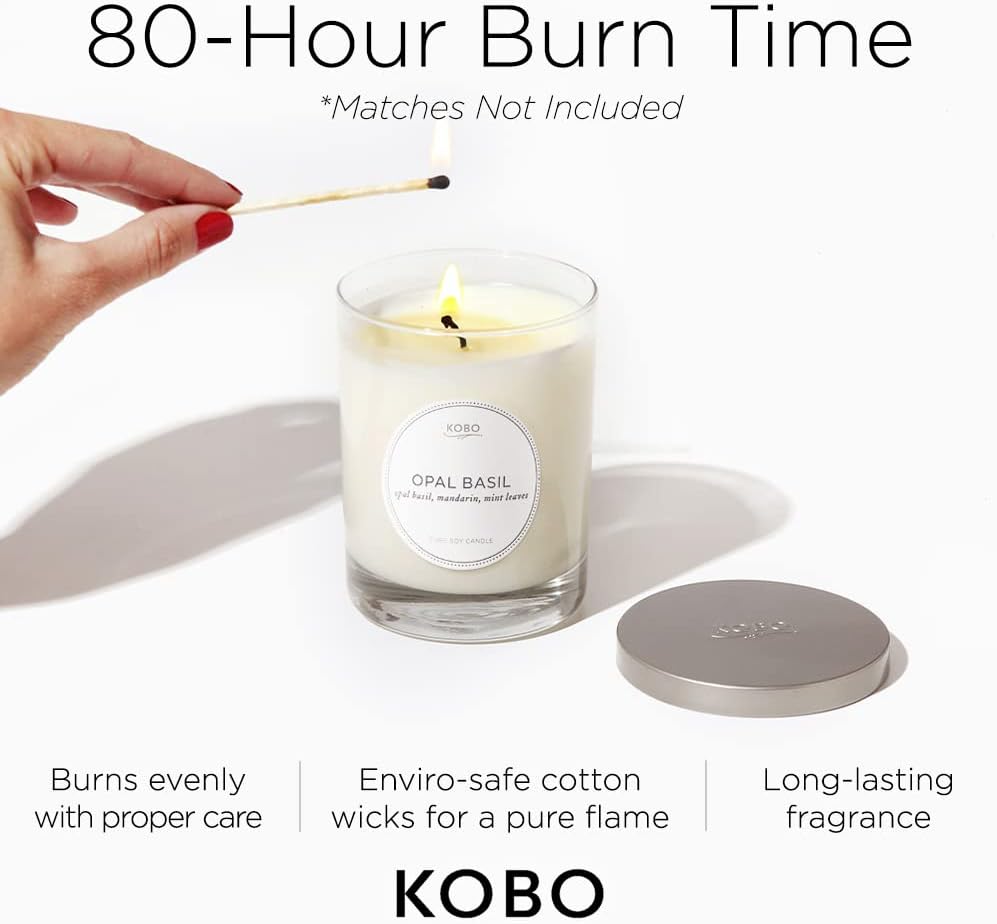 KOBO Vetiver & Shaved Vanilla Pure Soy Candle, 80 Hour Burn, 11 oz
