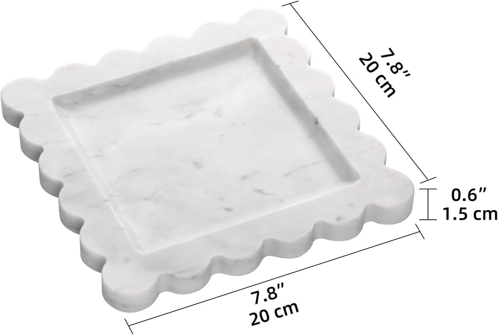 Square Marble Decorative Tray, Carrara White, 8 * 8