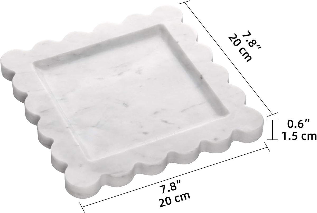 Square Marble Decorative Tray, Carrara White, 8 * 8