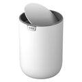EKO Fandy 0.58 Gal/2.2L Mini Trash Can with Lid, Swing-Top Desktop Trash Can for Bathroom, Countertop, Vanity, Desk or Office, Small Garbage Bin (White)