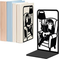 WADORN 1 Pair Reading Otter Metal Decorative Bookend for Shelves, Heavy Duty Book Ends Modern Non-Skid Books Holder Stand Black Book Support Stoppers for Office Desk Bookshelf, 5.3x4.3x7.8 Inch