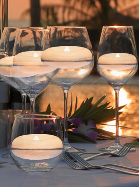 24 LED Floating Candles, 2" Flameless Tealights, 3D Wick Wedding