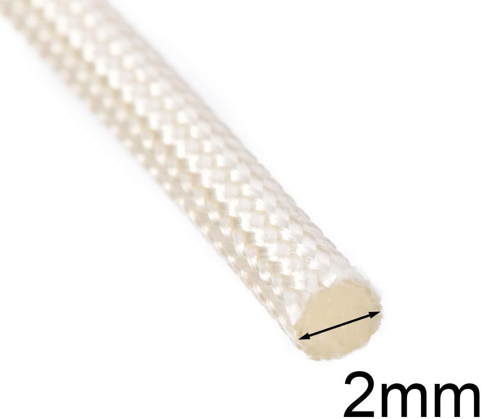 uxcell Insulation Braid Sleeving, 9.8Ft-2mm High Temp Fiberglass Sleeve White