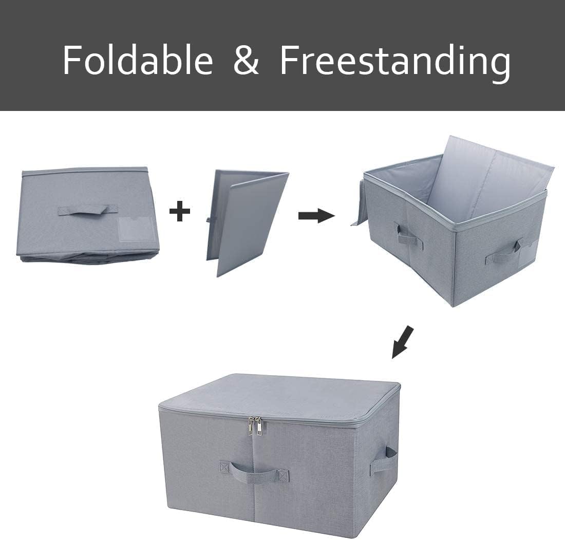 17.6 X 13.6 X 9.7",Folding Closet Clothes Storage Boxes with Zip Lid, 2 PCS