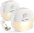 AUVON Magnetic Rechargeable Night Light, Motion & Dusk-Dawn Sensor, 2 Packs