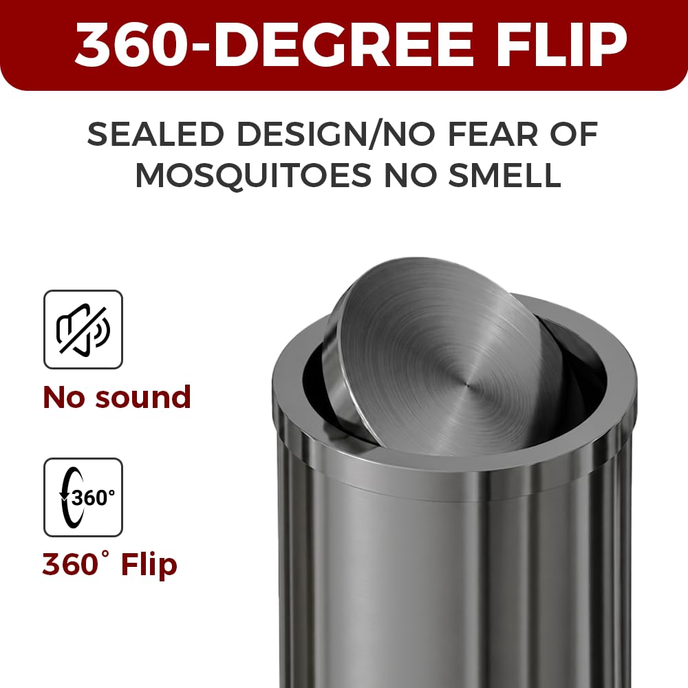 9L/2.4Gal Small Trash Can with Flip Lid,Bathroom Trash can
