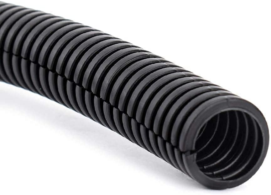ZhiYo 20 FT 1/2” 100 FT 1/4” Split Wire Loom Tubing Wire Conduit – Black Bundle