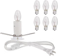 SCOMX WhiteHimalayan Salt Lamp Cord with Gear Switch，Original Replacement Cord with Base Assembly with E12 Socket，Christmas Light Bulb,Himalayan Salt Lampsand with 6 Free Bulbs for Salt Lamp