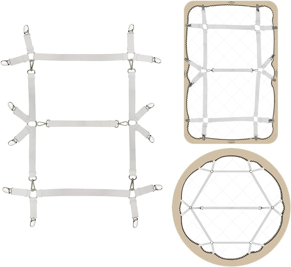 Bed Sheet Straps Nonslip Fitted Sheet Clips,Adjustable Elastic Bedding Holder Easy Install on Mattress Covers (White)