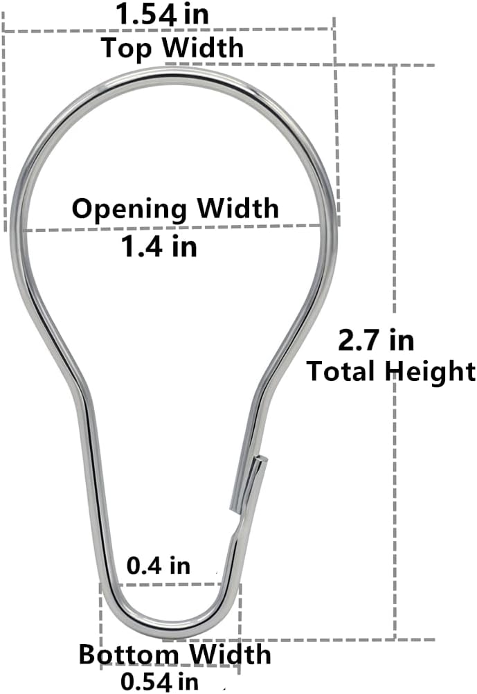 Metal Shower Curtain Rings Steel Round Hooks Ring (24 Pack) 2.7 Inch Rustproof for Bathroom Showers Rod (Silver)