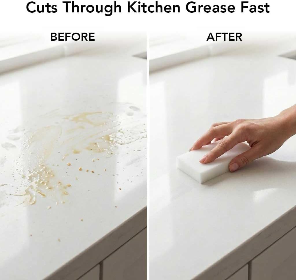 Heavy Duty Melamine Cleaning Sponge (2-Pack) – Multi-Surface Eraser Sponge, Breakable Power Blocks for Tough Stains, Grease & Scuffs, Kitchen, Bathroom, Walls & Deep Cleaning