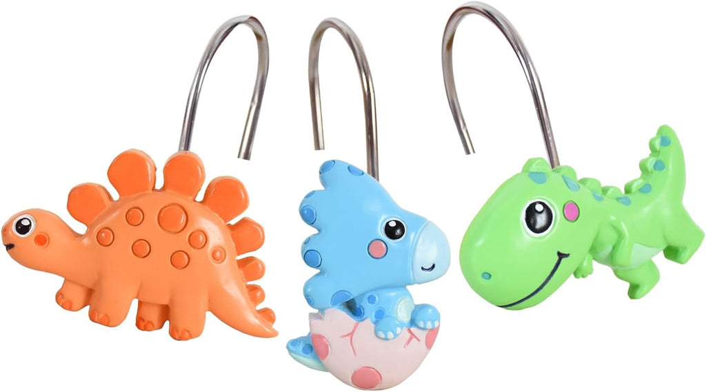 12-Piece Dinosaur Shower Curtain Hooks for Bathroom