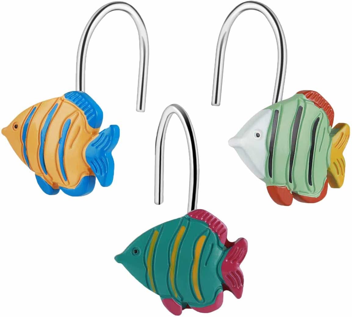 Fish Shower Curtain Hooks, Decorative Shower Curtain Hooks -12PCS