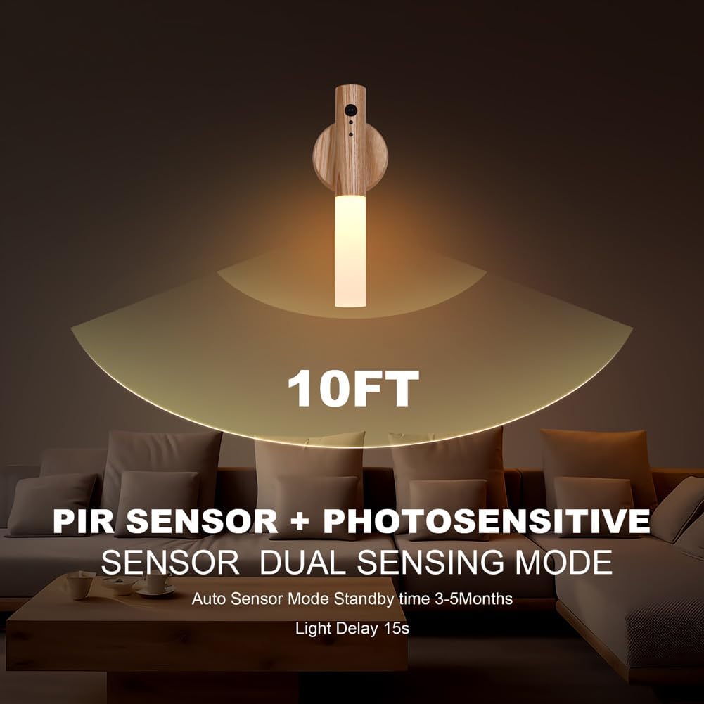 LANDGOO Wooden Motion Sensor Multicolor Night Lights,