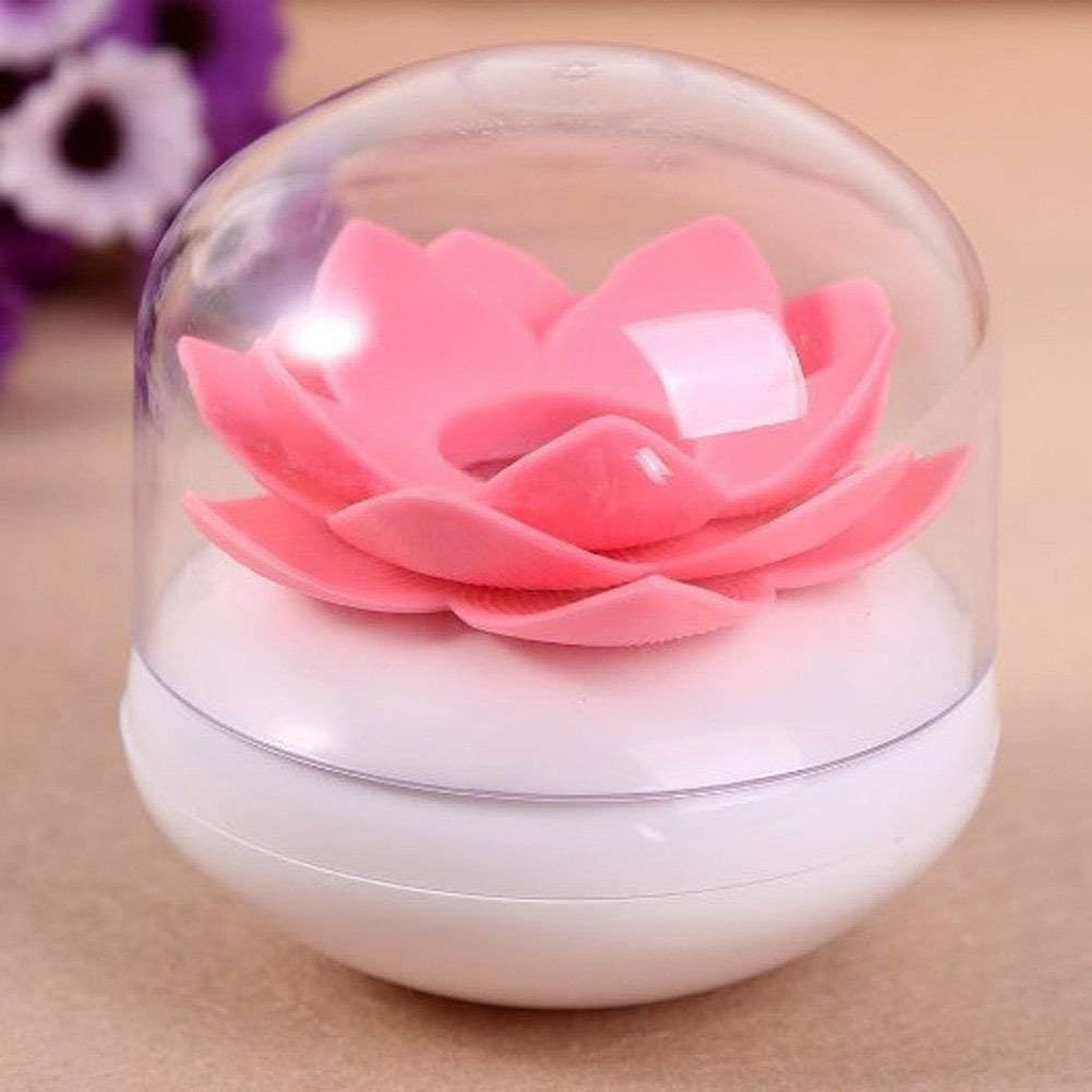 2-Pack Lotus Flowers Cotton Swab Holder, Small Q-Tips Toothpicks Storage Organizer,Bathroom Vanity Canister(Green+Pink)