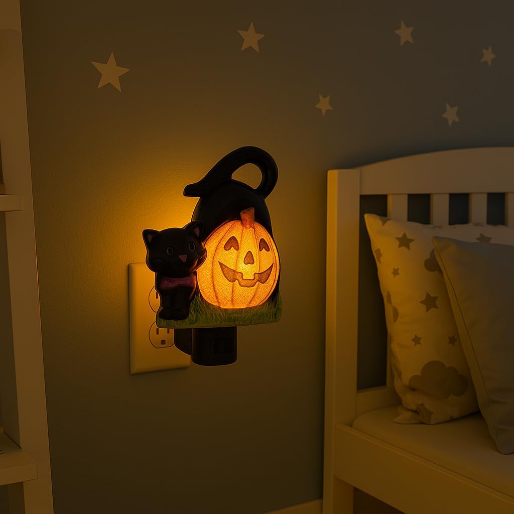 Novelty Lights LED Pumpkin & Black Cat Halloween Decoration Night Light