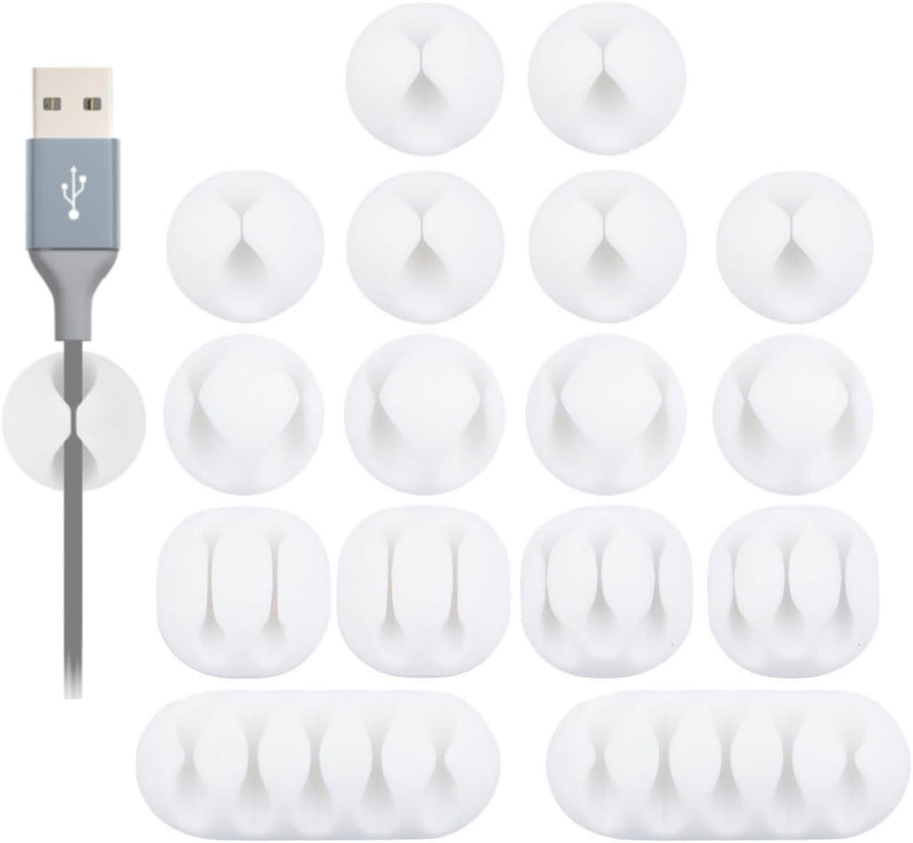 OHill 16PCS White Self Adhesive Cable Clips, Cord Holder, Cord Organizer