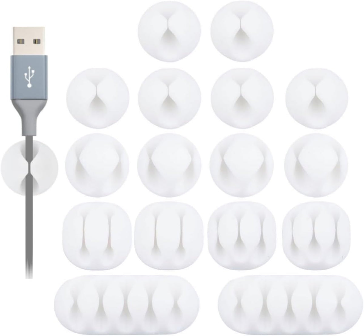 OHill 16PCS White Self Adhesive Cable Clips, Cord Holder, Cord Organizer