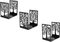 Book Ends for Shelves Decorative,Tree Metal Bookend Supports for Home Office School Heavy Books, Set of 3 Black Book Holders for Shelf Unique Decoration Book Stoppers