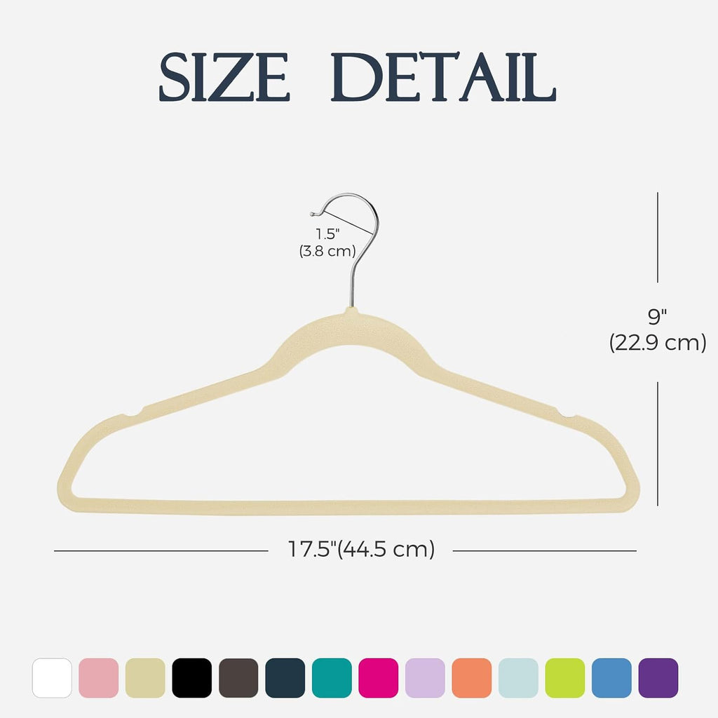 HOUSE DAY Beige Velvet Hangers 120 Pack, Premium Non Slip Clothes Hanger