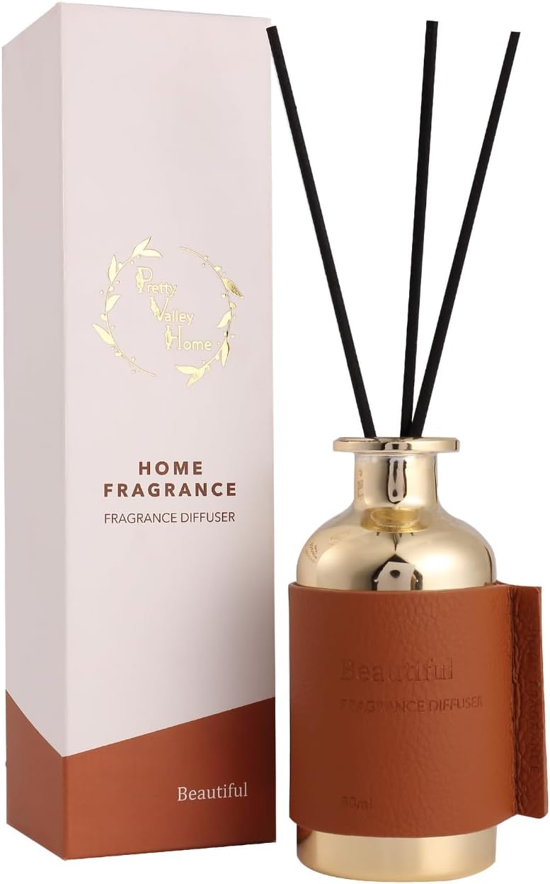 Reed Diffuser Set, Pretty Valley Home Diffuser 80Ml / 2.7 fl OZ Gift Box - Includes Reed Diffuser Sticks, Long Lasting Fragrance Oil and Glass Bottle for Office Living Room Decor (Beautiful)