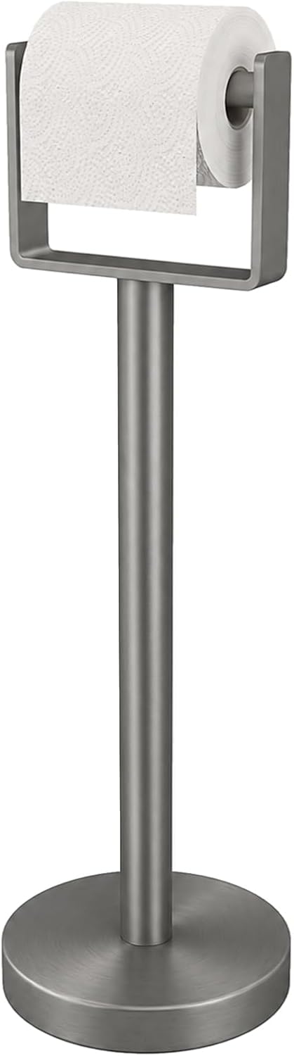 YUMORE Toilet Paper Holder Stand, Extra-Weighted Base, Brushed Graphite