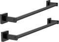 MKO Towel Bar for Bathroom, 24" 2 Pack Wall Mounted Towel Rack, Black