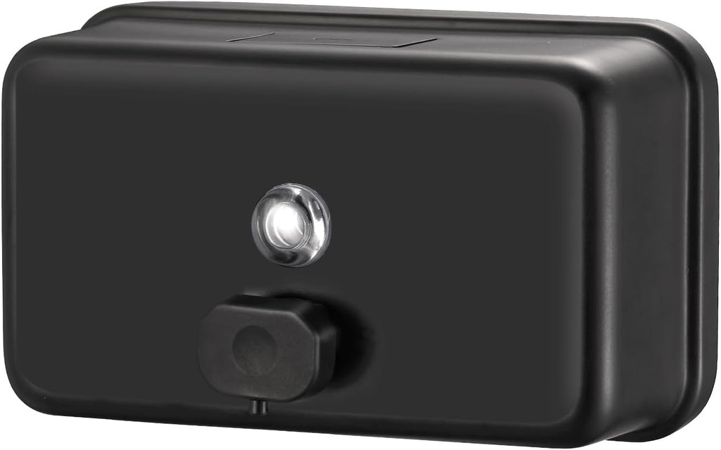 Stardrix Matte Black Stainless Steel Horizontal 1100ml/37oz Capacity Commercial-Grade Soap Dispenser, Wall-Mounted Bathroom Hand Soap Dispenser with Corrosion-Proof Lining and Anti-Leak Pump