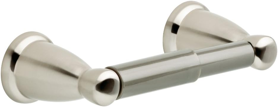 Franklin Brass Kinla (1-Pack) Toilet Paper Holder Satin Nickel Tissue Roll Holder for Bathroom Organization and Storage Spring-Loaded Toilet Tissue Holder Wall Bathroom Accessories KIN50-SN1