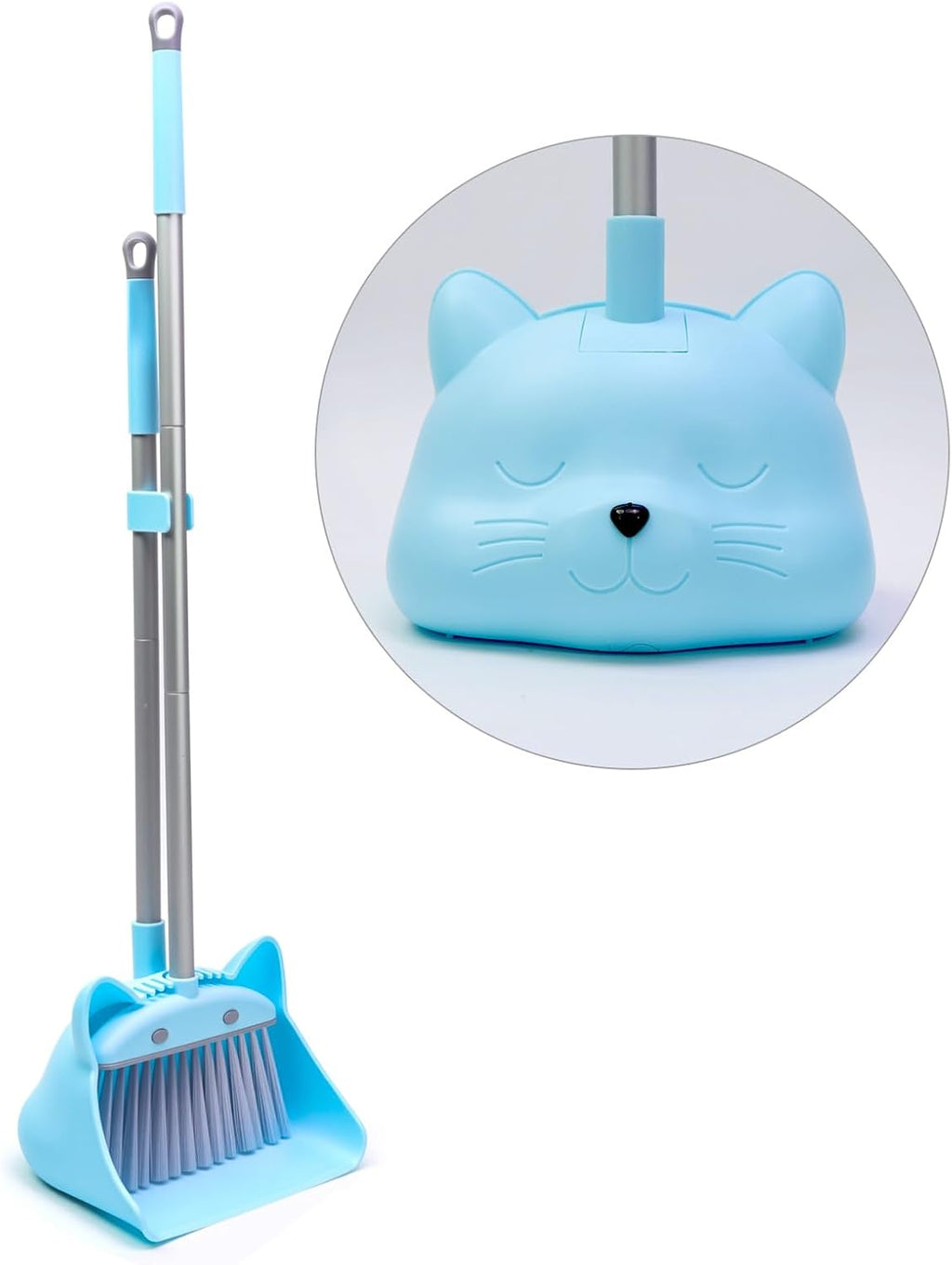 28'' Kids Mini Broom and Dustpan - Toddler Cleaning Toy Set, Toddler Household Helper, Parent-Child Interactive Play Cleaning Tool, Cute Cartoon Design, Small Safe Corner Broom (Blue)