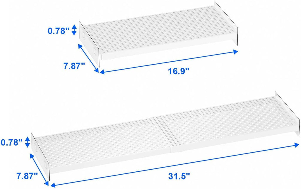 Closet Organizer Tension Shelves Expandable Cabinet Storage Shelving Rack Heavy Duty Metal DIY Divider for Cabinet Wardrobe Cupboard Pantry Kitchen Bedroom,White,2packs