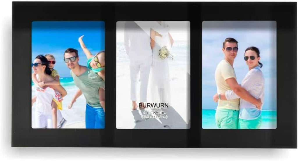 Collage Picture Frame Black Wood 4x6 3-Opening 1 Pack