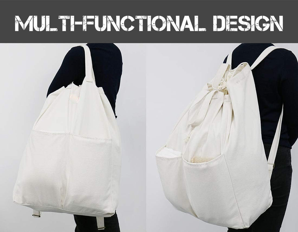 Large Cotton Laundry Bags for Dorm, XL Heavy Duty Laundry Bag with Straps