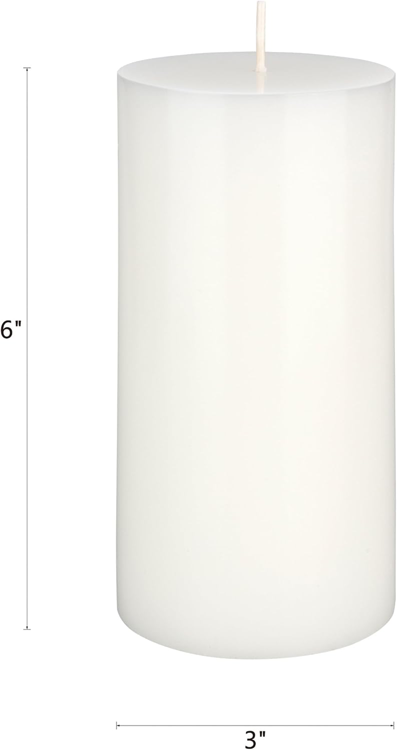 Mega Candles 1 pc Unscented Solid White Pillar Candles, Hand Poured Premium Wax Candle 3 Inch x 6 Inch, Home Décor, Spas, Weddings, Occasions, Party, Centerpieces, Holidays, Vigils, Prayers