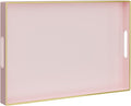 MAONAME Pink Decorative Tray, Rectanrle Plastic Serving Tray with Handles