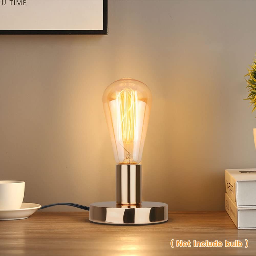 Helunsi Industrial Table Lamp Base, E26 E27 Gold Lamp Base Without Shade