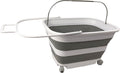 SAMMART 35L (9.24 Gallons) Collapsible Plastic Laundry Basket with Handle and Wheels - Foldable Pop Up Storage Container/Washing Tub - Space Saving (1, White/Grey)
