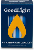 GoodLight Hanukkah Chanukah Menorah Candles Paraffin-Free Blue White 45 Ct