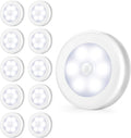 AMIR Upgraded 3.15” Motion Sensor Light Indoor, Cordless Battery Powered Stick on LED Night Lights for Closet, Stair, Under Cabinet, Hallway, Kitchen (White Pack of 10)