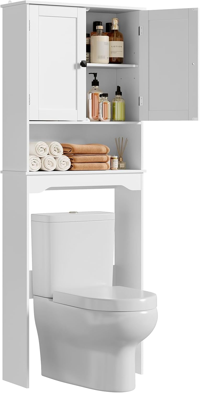 RRX Over The Toilet Storage Cabinet, Bathroom Above Organizer (Pure White)