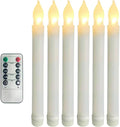 6 Pcs Plastic Flameless Taper Candles with Remote Timer Dimmer, 8.5 inches Taper Candles Battery Operated, Plastic LED with Flickering Flame for Halloween Christmas Church Wedding (Warm White)