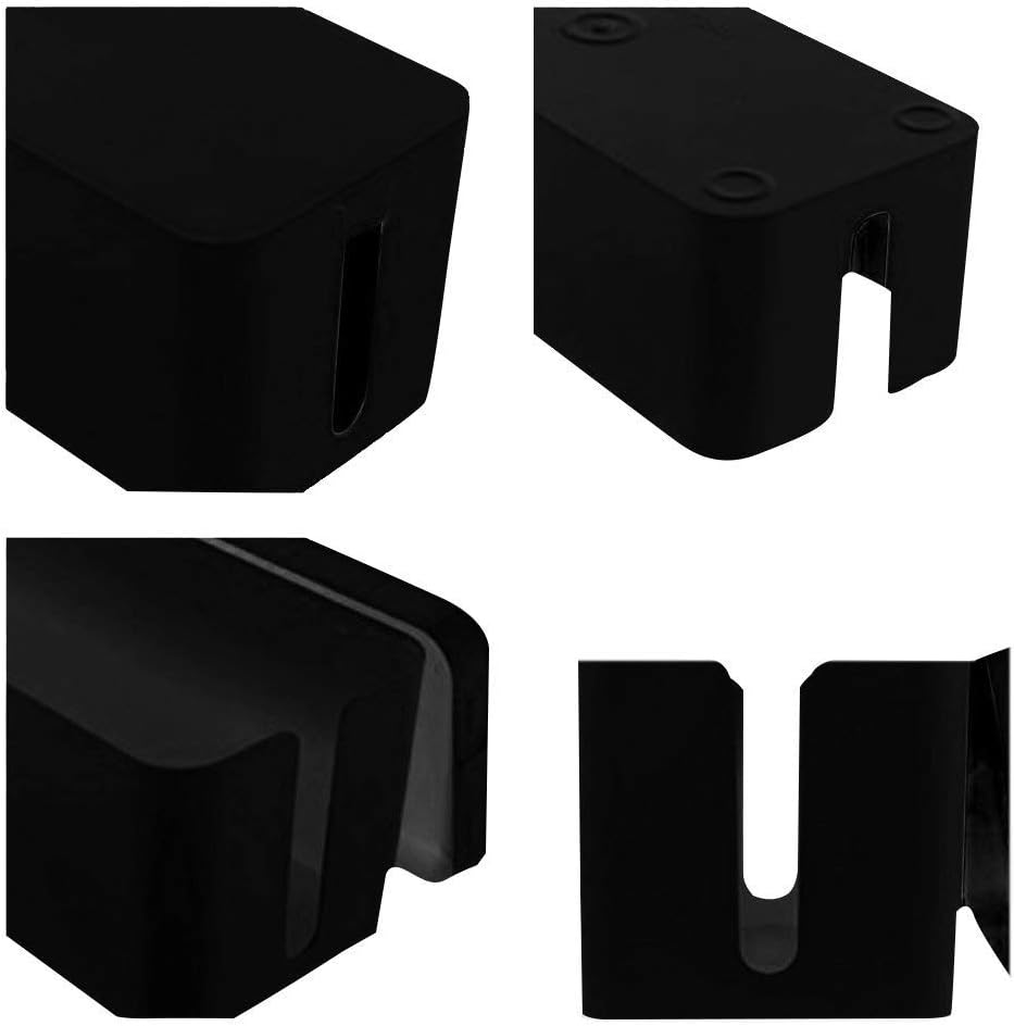 Cable Management Boxes Organizer, Large Storage Wires Keeper Holder for Desk, TV, Computer, USB Hub, System to Cover and Hide & Power Strips & Cords (Black)