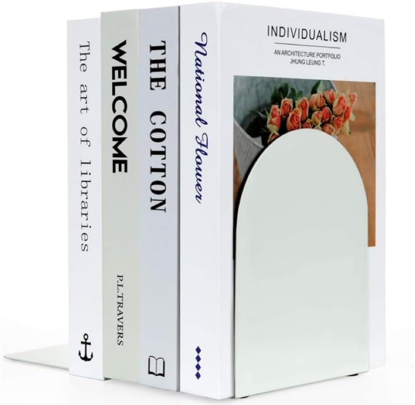 Lulonpon 16 pcs Book Ends, Black Bookends, Non-Skid Book End, Metal Bookends for School Library and Desktop Organizer, Acrylic Book Ends for Book Shelves