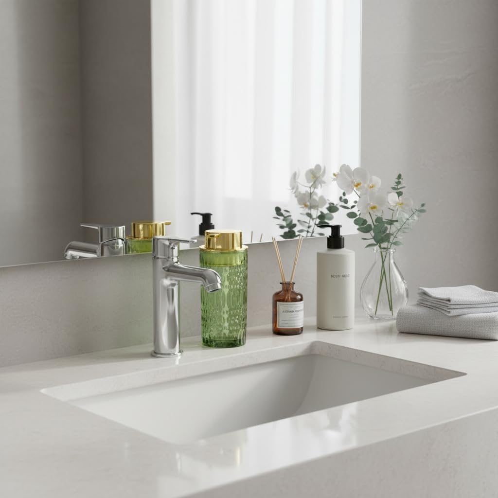 Green Glass Foaming Soap Dispenser