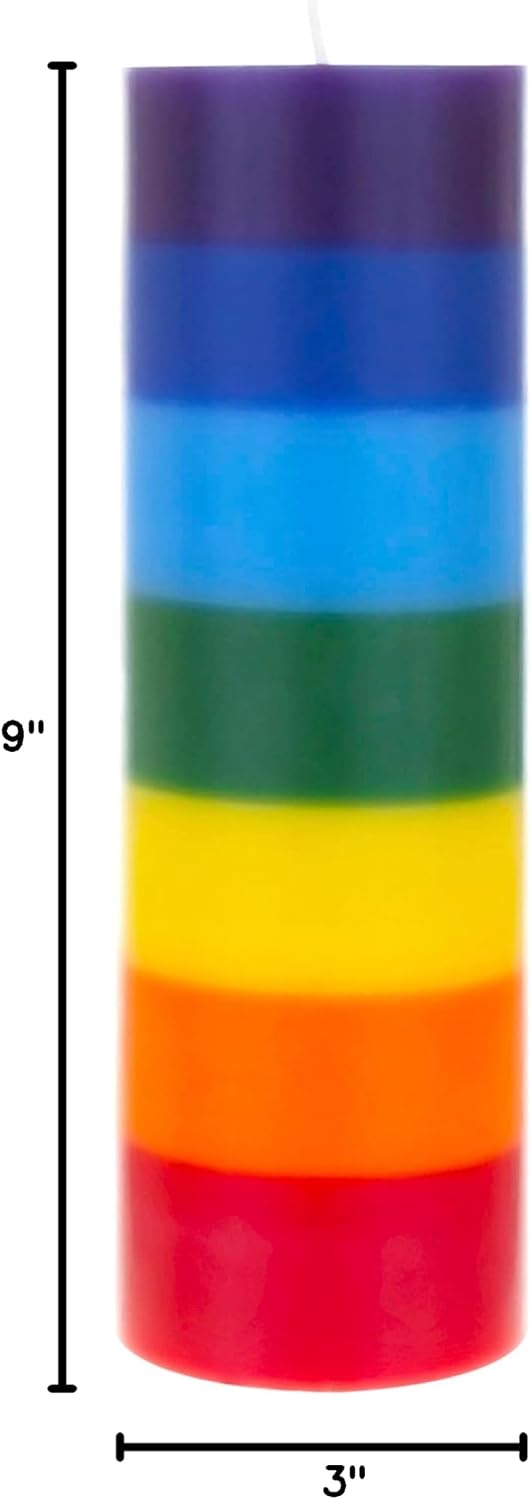 Mega Candles Unscented Multi Color Solid Pillar Chakra Candles, Hand Poured Premium Wax Candle 3 Inch x 9 Inch, 100% Cotton Wick, Positive Healing Energy, Meditation, Relaxation, Reiki, Yoga