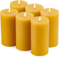 6 Pack 2 inch Thick Natural Beeswax Pillar Candle 4 inch Tall, Yellow